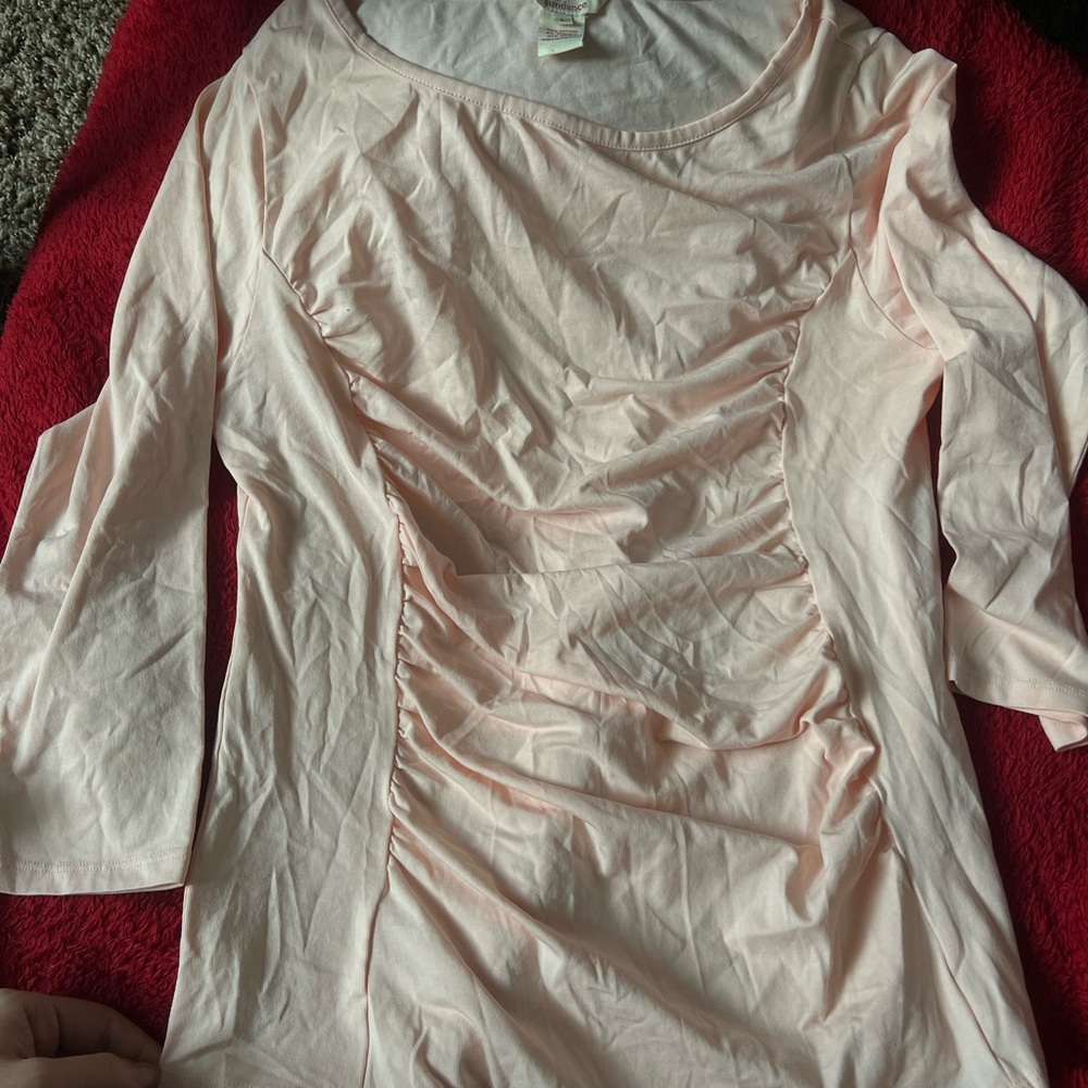 Sundance Cream Ruched 3/4 Sleeve Blouse